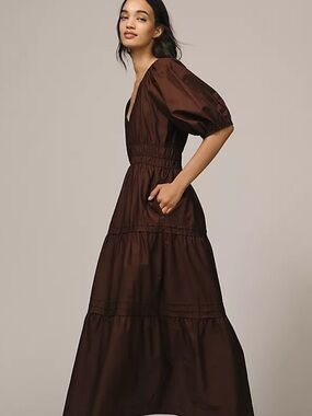 Neutral Tan Maxi Drawstring V-Neck Clastic Duster / layer piece!